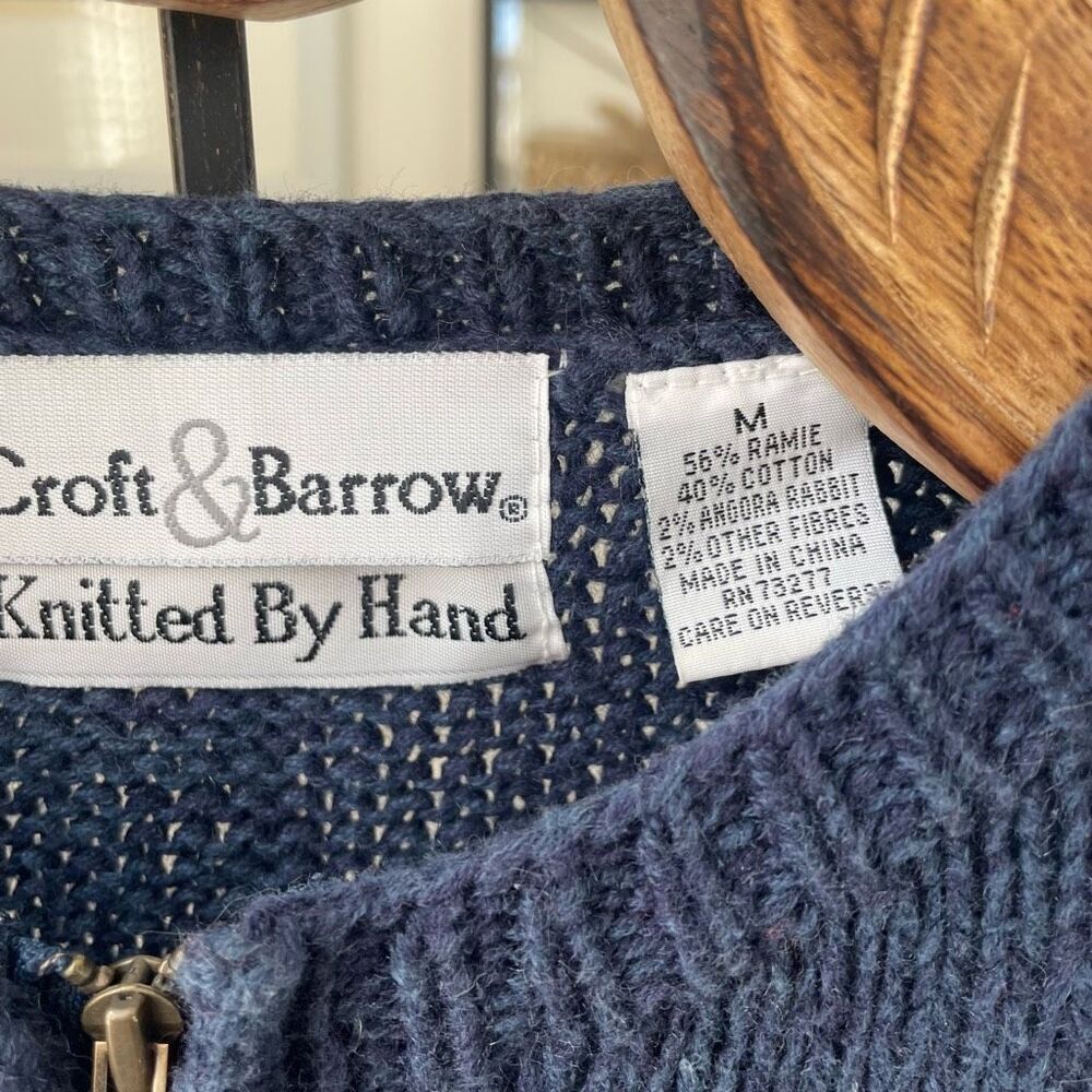 Vintage Croft & Barrow Knit by Hand Snowman Cardigan Sweater Angora M - Picture 5 of 9